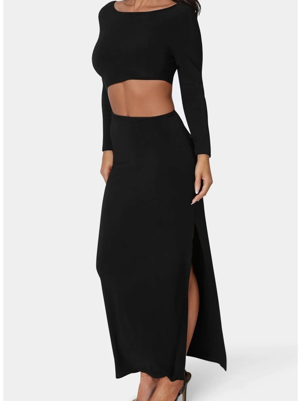 Bebe black long sleeve cut out evening dress size XL
